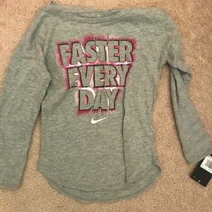 Girl gray pink long sleeve Nike shirt